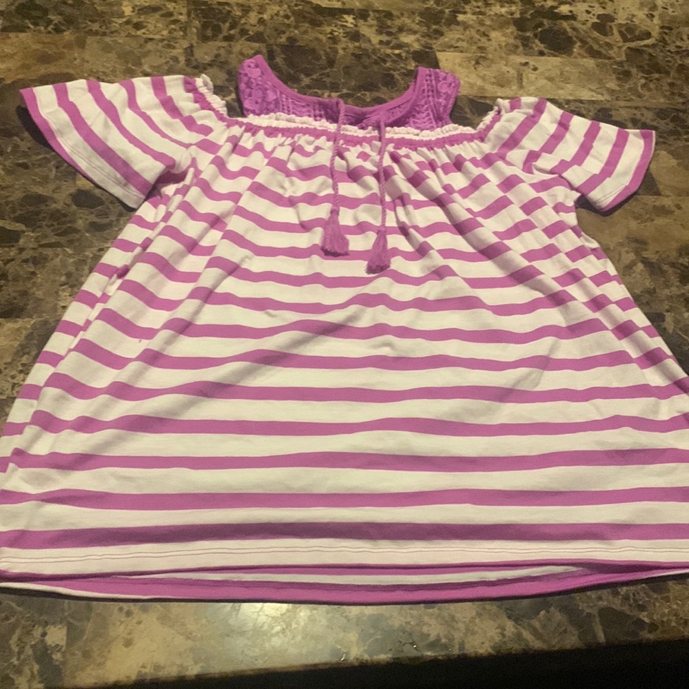 Justice Striped Off-The-Shoulder Top